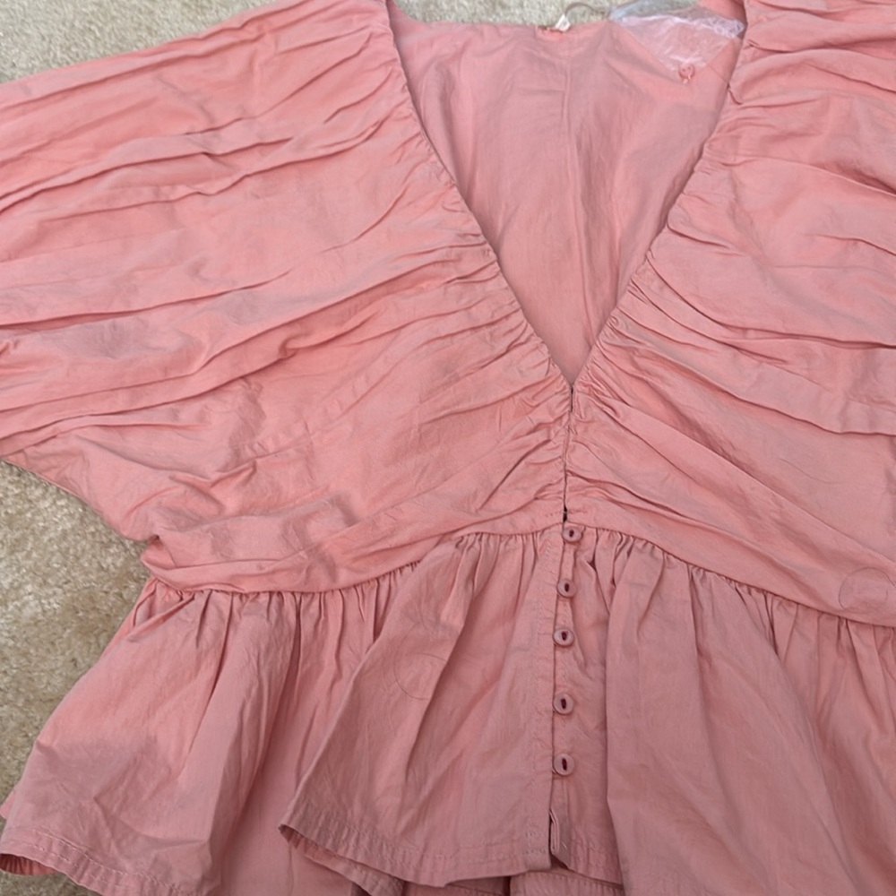 NWOT Free People Where We Meet Smocked Blouse Top Size L. NWOT - Picture 4 of 10